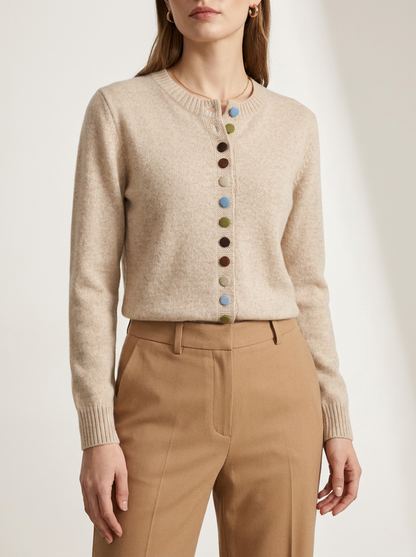 Multi-Button Crew Neck Knitted Cardigan (1 of 2)