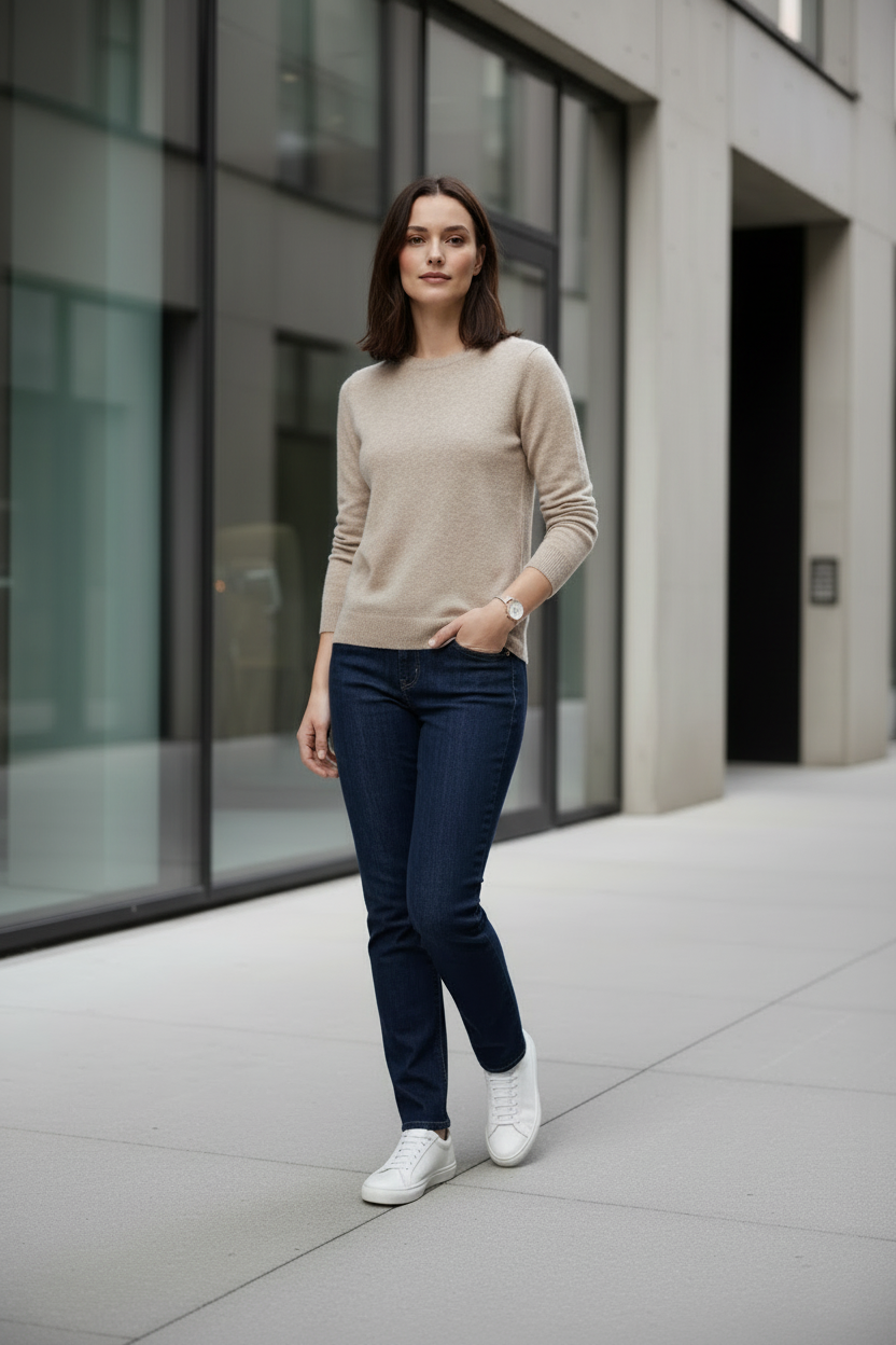 Cashmere Crew Neck Sweater Long Sleeve Knitted Pullover (3 of 3)